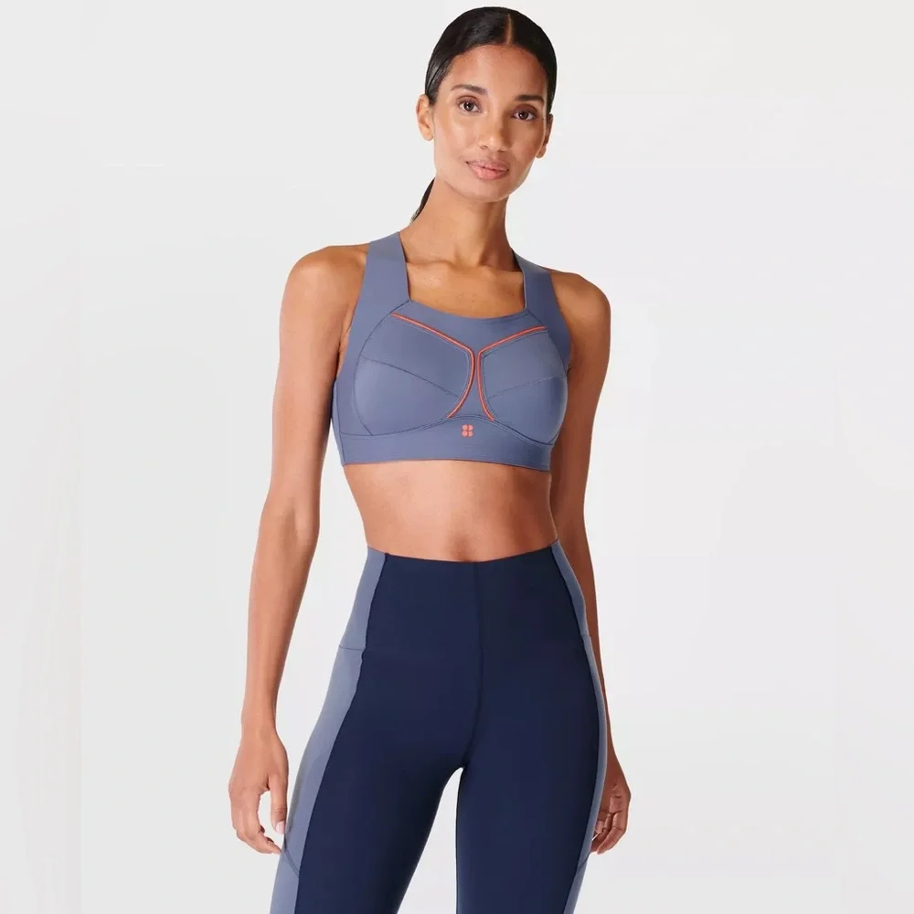 Sweaty Betty Zero Gravity Running Sports Bra High Support Racerback 38B Blue - Picture 1 of 6